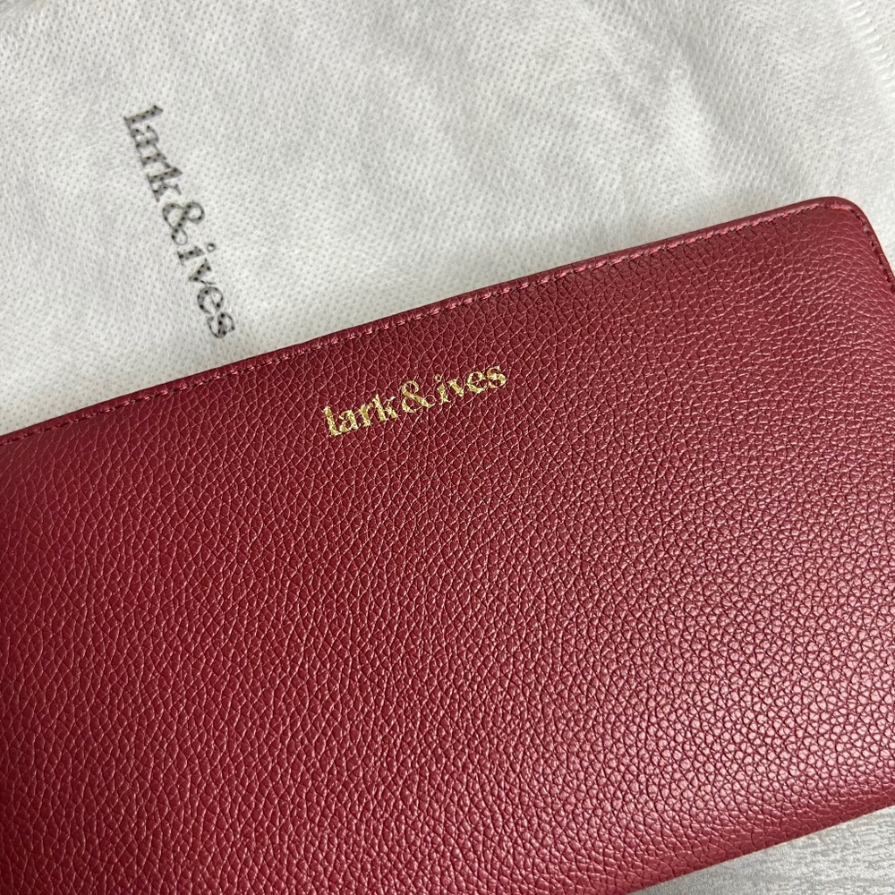 Lark & Ives Pebbled Vegan Leather Continental Snap Wallet - NWT - Maroon